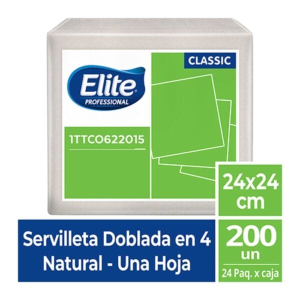 Servilleta Elite 24cm x 24cm natural x 200unds